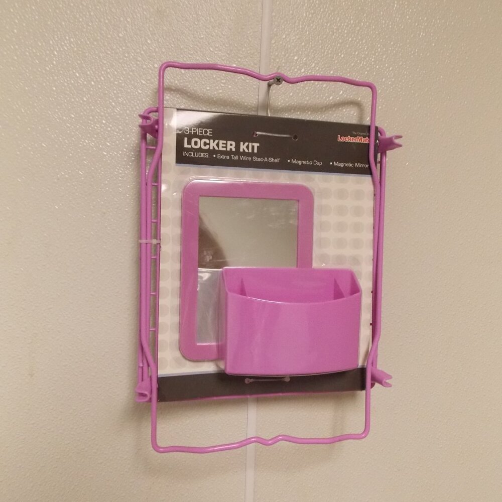 LockerMate 3pc set Stac-A-Shelf Magnetic Cup and Mirror Lavender